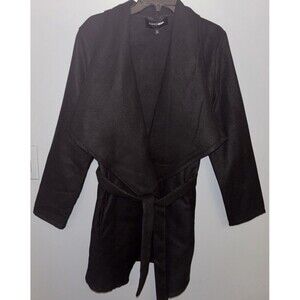 Fashion Nova Manhattan Pea Coat - Black With Belt  Size X-Large